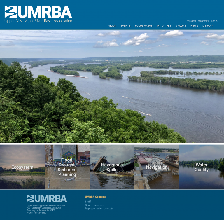 Upper Mississippi River Basin Association (UMRBA) website screenshot